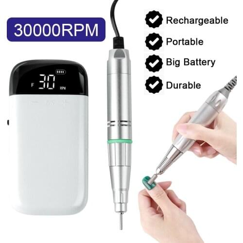 Rechargeable Nail Drill Machine 30000RPM Electric Nail File Set Tools Portable Gel Nail Art Polisher Kit For Manicure Pedicure