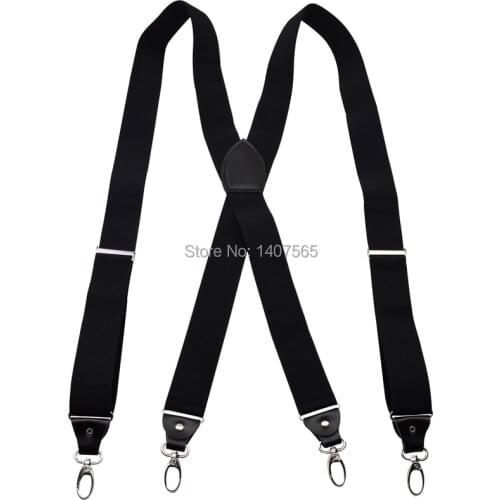 120cm larger Mens suspenders 3.5cm width 4 claw corss adjustable Unisex Braces longer hook Suspender black for big adult
