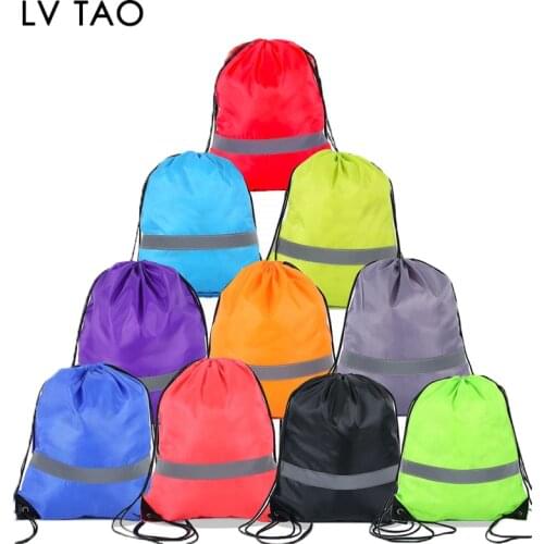 20 Pcs Drawstring Backpack Bag with Reflective Strip String Backpack Bulk Cinch Sack Tote Bags for School Yoga Sport Gym Travel