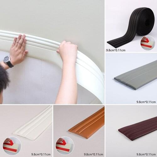 9.8*100cm Foam 3D Skirting Line Waist Line Living Room Self-adhesive Waterproof Wall Sticker Kitchen Baseboard Decoration