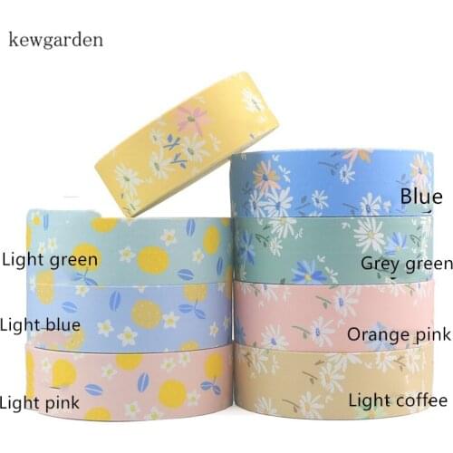 Kewgarden Fruit Pattern Fabric Layering Cloth Ribbons 2" 50mm 1" 25mm 10mm Handmade Tape DIY Bowknot Ribbon Flower Riband 5 M