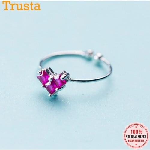 Trusta 100% 925 Sterling Silver Fashion Jewelry Cute Heart Cocktail Ring Sizable 5 6 7 Girls Kids Xmas Gift DS361 Drop Shipping