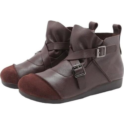 Women Shoes Low Heels Shoes Slip On Driving Flat Shoes Women Loafers Soft Nurse Genuine Leather Buckle Round Toe women shoes