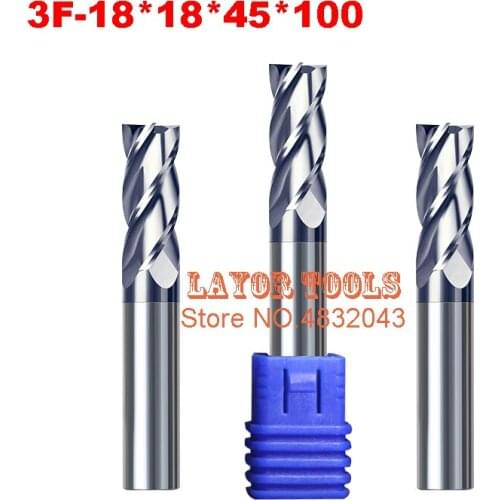 3F-18*18*45*100,HRC50,Carbide Square Flatted End Mill3flute milling cutter for aluminum endmill Carbide CNC End mill Router bits