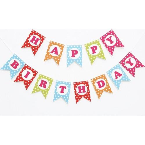 Candy Bar Decoration Spotty Flag Happy Birthday Bunting Hang Garland Party Decor Banner Party Decorations