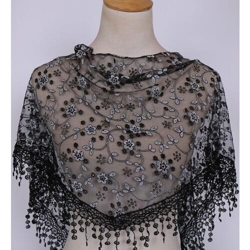 Women Fashion Triangle Wrap Lady Shawl Flower Lace Scarf Female Baby Tassel Shawls Scarves Spring Summer Photo Props Accessories