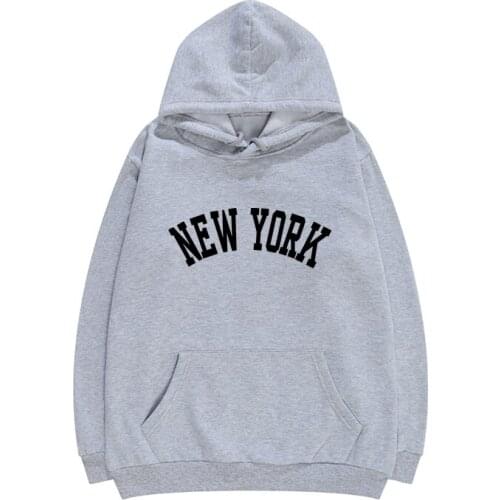 Fleece Sweatshirts Winter Womens NEW YORK Printing Hooded Female Thicken Warm Hoodies Lady Autumn Tops