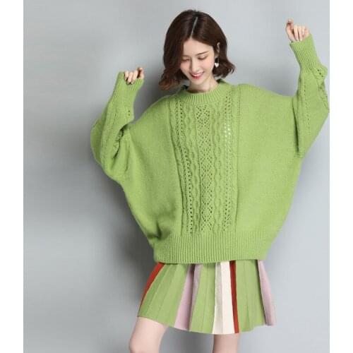 High Quality Women Hollow Out Sweater Pullovers Lady Fashion Loose Over Size Style Sweater Long Sleeve