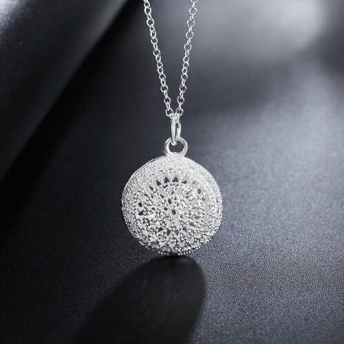 Hot 925 Sterling Silver Pretty Hollow ball Pendant Necklace For Women high quality fashion wedding party luxury Jewelry gifts
