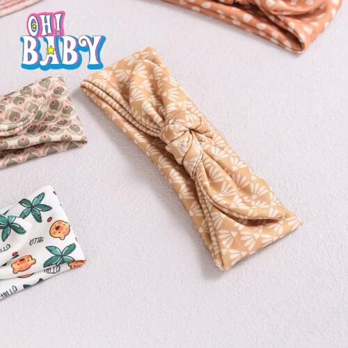 1pcs Printed Bow Headwrap for Baby Girl Headband Fabric Bowknot Baby Hair Band Infant Hair Elastic Turban Kids Hair Accessories