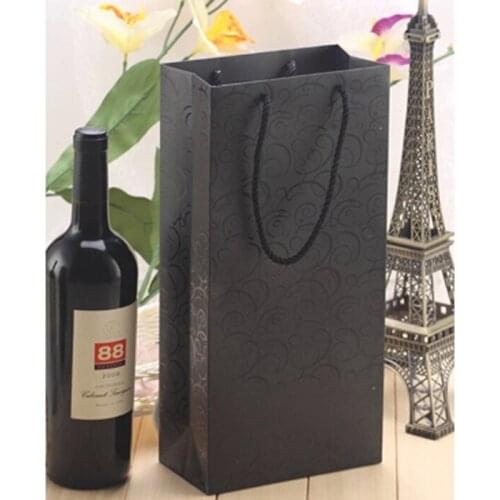 Wholesale35x17x9cm Ocean Texture Black UV firm paper bag /black Double wine bag Handbag / alcohol bee Craft firm gift bag 100pcs