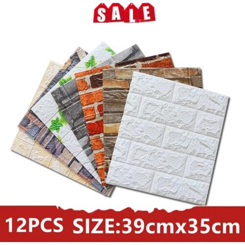 12PCS Newly Designed 3D Brick Wall Paste Dedroom Decoration Foam Brick 3D Wall Wallpaper Self-Adhesive Panels Home Decoration
