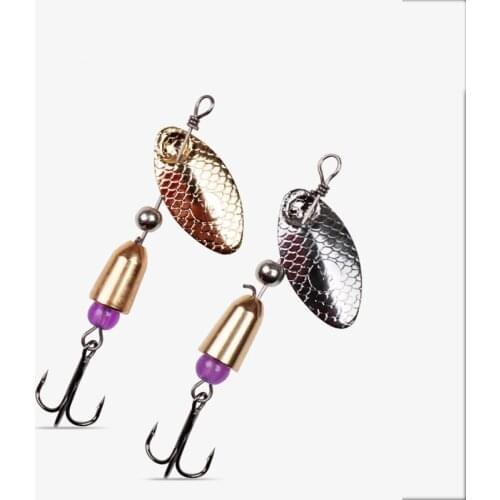 2PCS/Lot Hard Lure Metal Spinner Lure Composite Rotating 5.5g Sequined Metal Of Small Gold Silver Fishing Tackle Hard Bait