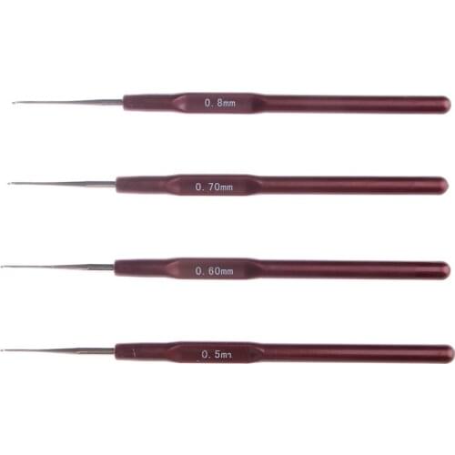 4 Pcs/Lot Hook Needle Crochet Micro Hook For Making Braiding Dreadlock Hair Tools 0.5mm 0.6mm 0.7mm 0.8mm Smooth Handle
