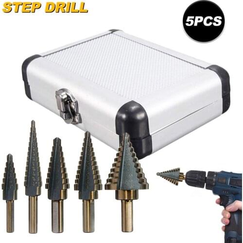 5PCS step drill bit high-speed steel reaming hole set perforating tool