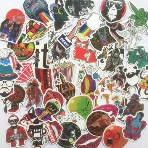 50 Pcs fresh fashion Pvc Waterproof Stickers For Laptop Motorcycle Luggage Guitar Decal Funny Toy Sticker Home Decor
