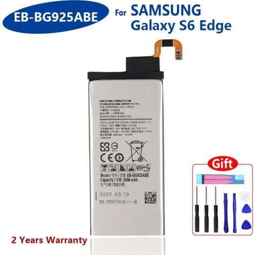 100% Genuine EB-BG925ABE Battery For Samsung GALAXY S6 Edge G9250 G925FQ G925F G925S S6Edge G925V G925A 2600mAh Batteries +Tools