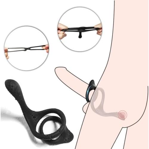 Anal Silicone Penis Ring Scrotum Bind Cock Ring Sex Toys For Men Erection Prostate Massage Dual Ring Delay Ejaculation Lock Ring