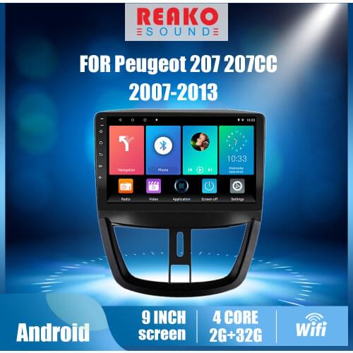 REAKOSOUND 2 Din 9'' Car Radio For Peugeot 207 207CC 2007-2013 Android WIFI GPS Navigation Multimedia Player Head Unit Autoradio