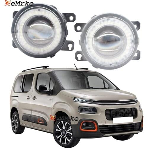 2x Car Lens LED Fog Lights Angel Eye DRL Daytime Running Light Lamp for Citroen Berlingo 2nd Generation 2nd Facelift 2016-2018