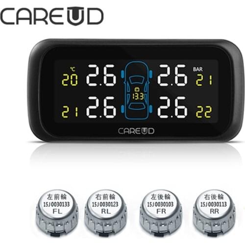 CAREUD U903 TPMS Wireless Tire Pressure Monitoring System Car 4PCS Mini External Sensors No Need to Disassemble the Tires Auto