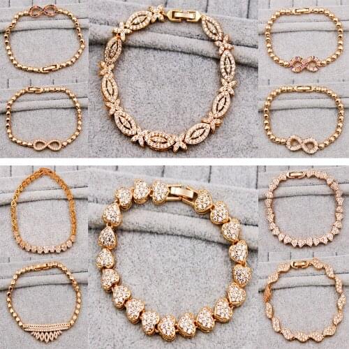 Trendy Classic Link Chain Bracelets Hiden Safety Clasp White Zircon Stone Heart Bracelets For Women Fashion Jewelry Accessories