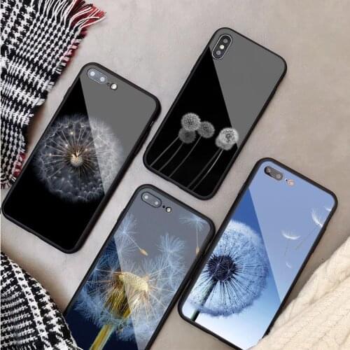Dandelion flying flower Tempered Glass Phone Case For iphone 12 11 Pro Max 5 6 7 8 X XS XR XSMax Shell 12Pro Max Cover Shell