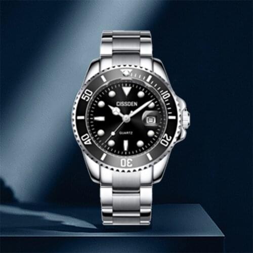 CISSDEN Business Military Fashion Brand Luminous Quartz Chronograph Relogio Masculino Stainless Steel Case Waterproof Calendar