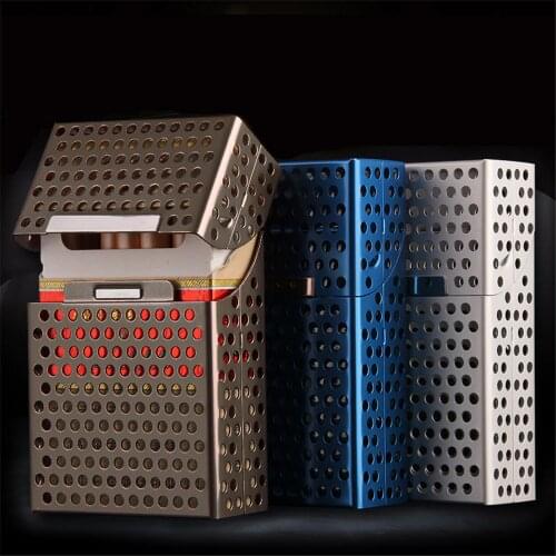 Hold 20 Cigarettes Metal Cigarette Case Creative Hollow Flip Cover Cigarette Holder Tobacco Cigar Storage Pocket Box Men Gift
