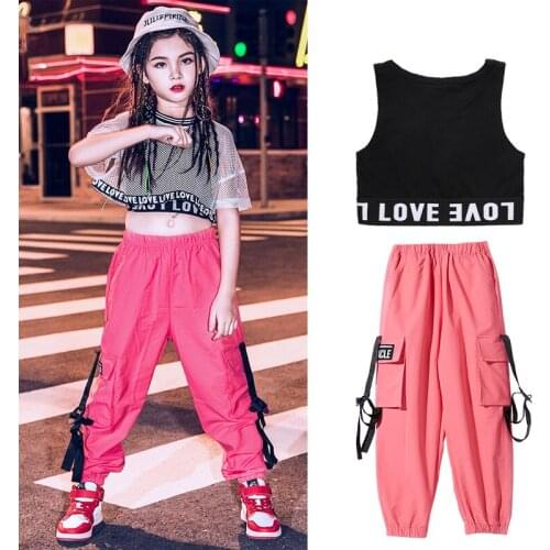 Children Stage Performance Clothing Jazz Hip Hop Dance Costume For Kids Girls Three Piece Set Hiphop Ballroom Clothes SL2090