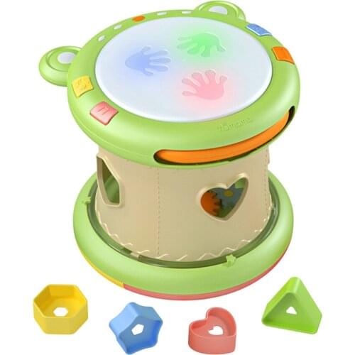 Baby Music Hand Drum Shape Sorter Bead Maze Toy Set Infant Musical Instrument Beat Drum Toy, Battery Operated