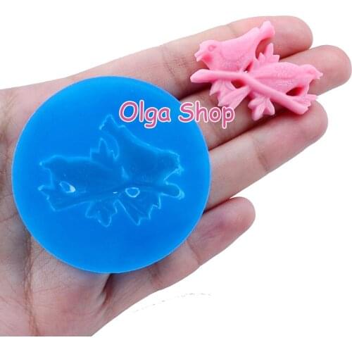 DYL504 35.4mm x 24.4mm Double Birds Silicone Mold Fondant Cake Decoration Candy Resin Clay Earrings Necklace Craft Soap Candle