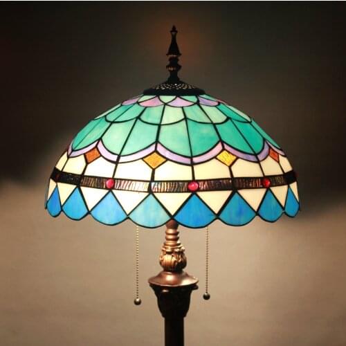 16inch European Villa Hotel glass blue Mediterranean art Tiffany living room bedroom study residential floor lamp