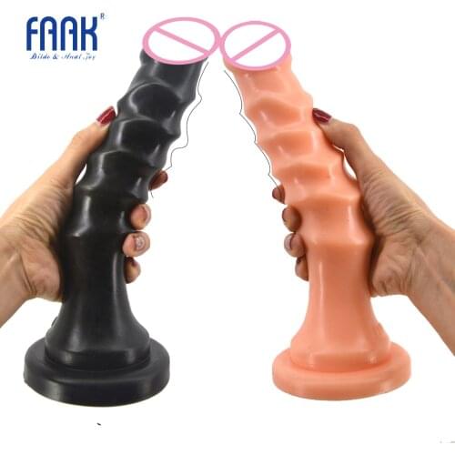 FAAK 9.45" long dildo ribbed extreme vagina stimulate adult sex products lesbian anal sex toys couple flirt masturbator sex shop