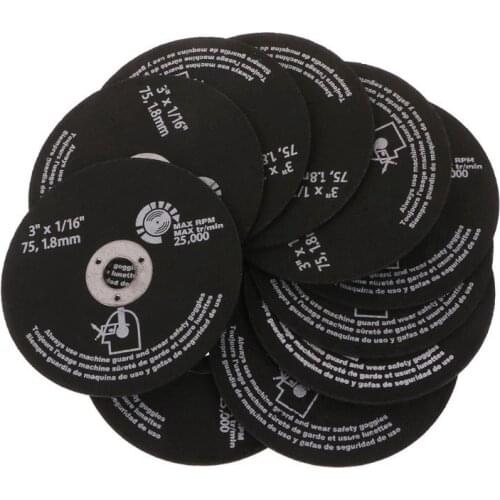 HLZS-20Pcs 3Inch 75mm Cut Off Wheel Resin Cutting Disc Fiber Circular Saw Blades for Metal Cutting 75X1.6X10mm