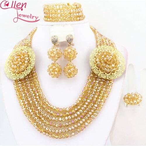 Indian African Beads Jewelry Set Crystal Beads Necklace Set African Jewelry Set Crystal Jewelry Set W7176