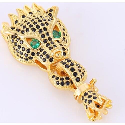 Fine Jewelry Connection & Clasps Leopard Head With Black CZ Beads Paved Jewelry Findings Fit For Pearl Necklace Bracelet Making
