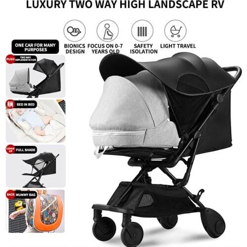 Jusanbaby Two-Way Baby Stroller Folding Portable Trolley On The Plane Landscape Rainproof Lightweight Newborn Stroller
