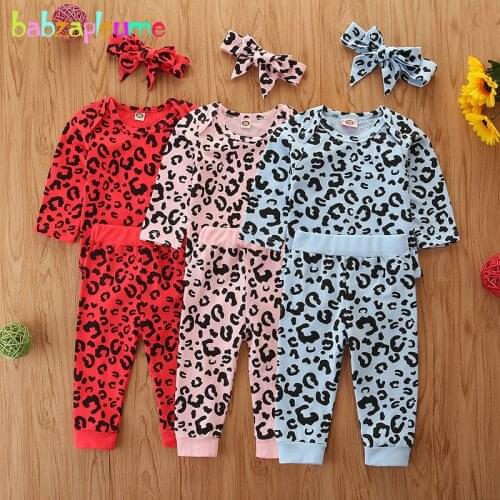 2020 Spring Fall Baby Girl Clothes Outfits Fashion Cotton Print Cute Long Sleeve Bodysuit+Pants+Hats Newborn Clothing Set 1942-1
