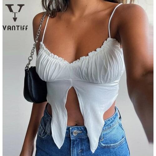 Y2k Top Fashion Summer 2021 Sexy Crop Tank Tops Women Streetwear Strap V-neck Vest Jacket Women Crop Top T Shirt for Female
