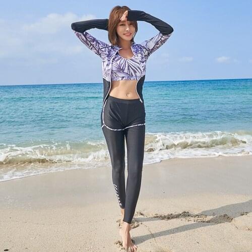 Swimwear For Women Long Sleeve Bathing Suit Swim Suits Surfing Girls Swimsuit 2020 Four Piece Split Sports Yoga Animal Polyester