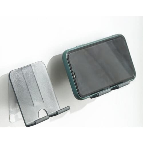 Lazy Mobile Phone Holder Wall-mounted Phone Plug Bracket Toilet Bath Punch-free Storage Rack