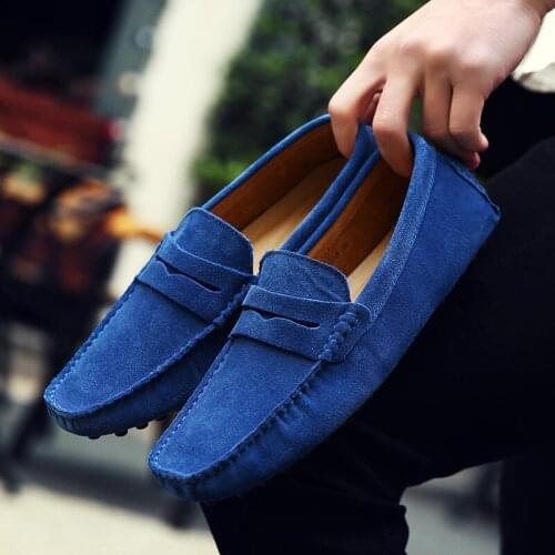 Size 38-49 High Quality Men Casual Shoes Fashion Mens Shoes Genuine Leather Suede Shoes Men Loafers Moccasins Flat Driving Flats