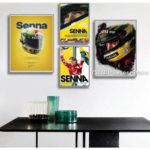 Wall Art Canvas Painting Ayrton Senna F1 Formula Legend Star Champion Race Car Posters and Prints Pictures Room Decor (No Frame)