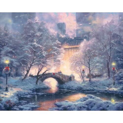 Holiday at Central Park Thomas Kinkade HD Canvas Print Living Room Bedroom Wall Pictures Art Painting Home Decoration No Frame
