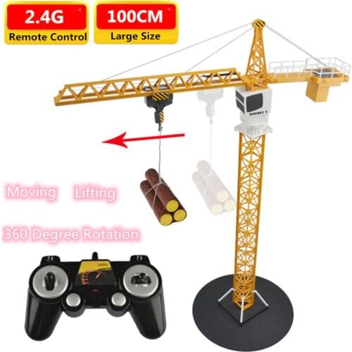 100CM High Simulation Tower Jib Crane Truck 360 Degree Rotation Hook Lifting Movable ack 250g Load Engineering Vehical Boy Gift