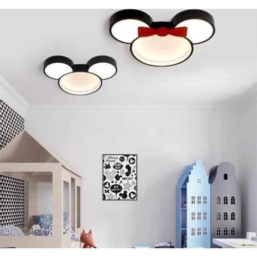 Nordic Childrens Room Cartoon Mickey Ceiling Lights Modern Bedroom Ceiling Lamp Boy Girl Princess Room Dimming Lighting Fixture