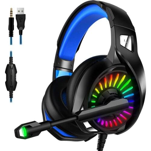 Wired Gaming Headphones RGB Lighting Earphones Headset with Microphone for PS4/Laptop/Computer Tablet Gamer with 4D Stereo
