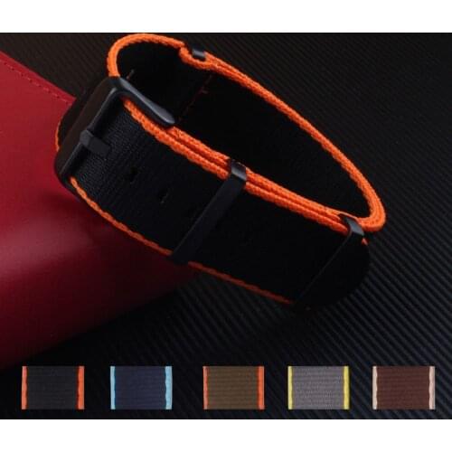 Silvery Black buckle 20mm 22mm Premium Quality Herringbone Seatbelt Military Zulu Watch Band Nylon Nato Strap For SKX 280mm long