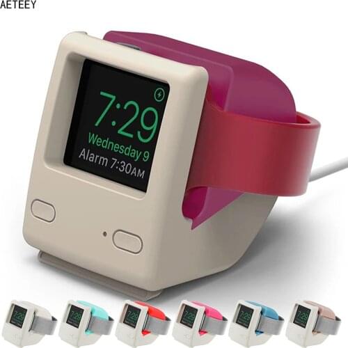 Retro Silicone Charge Stand Holder Apple Computer In Memory of Jobs for Apple Watch Series 6 SE 5 4 3 38/42mm Smart Accessories